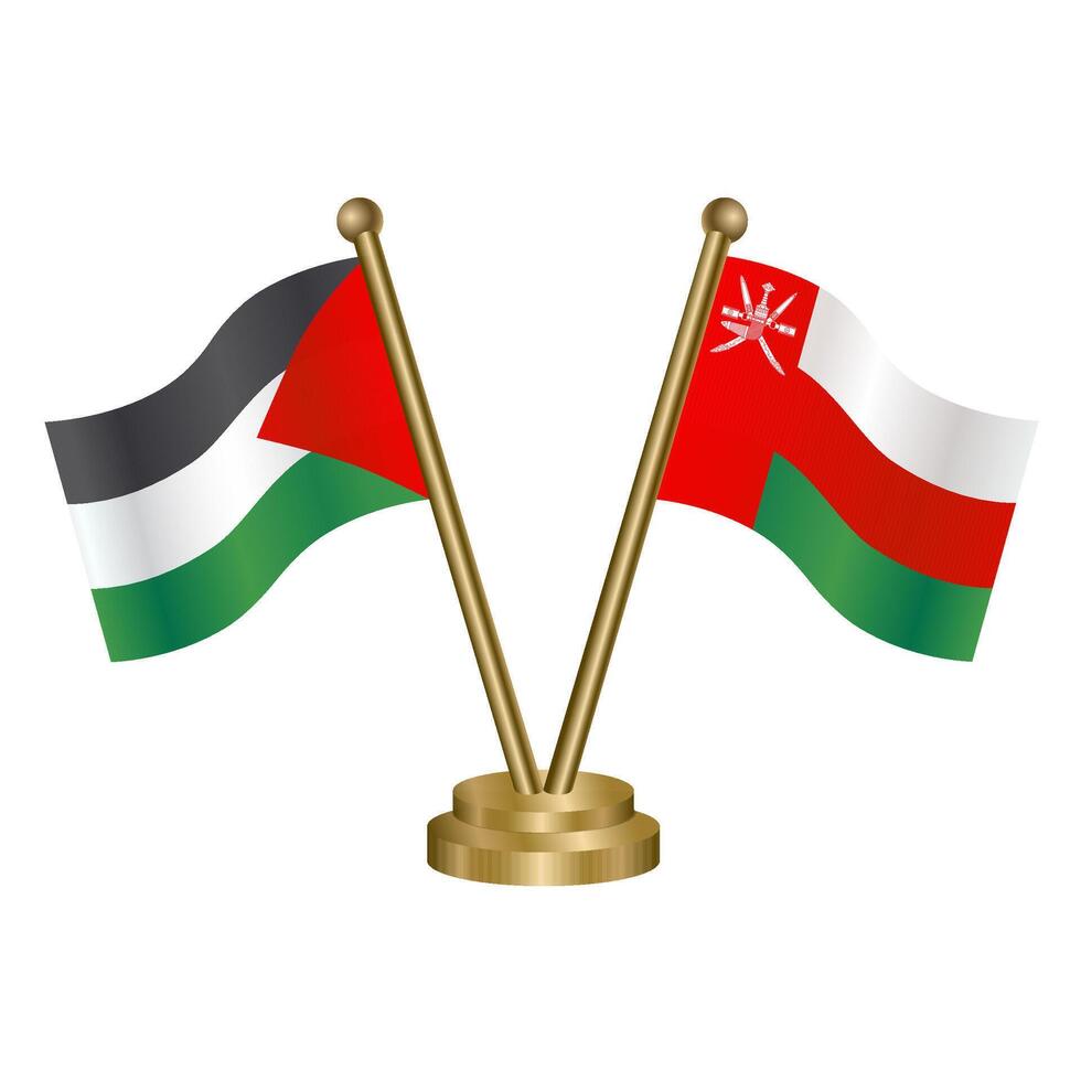 Palestine and Oman table flags. vector