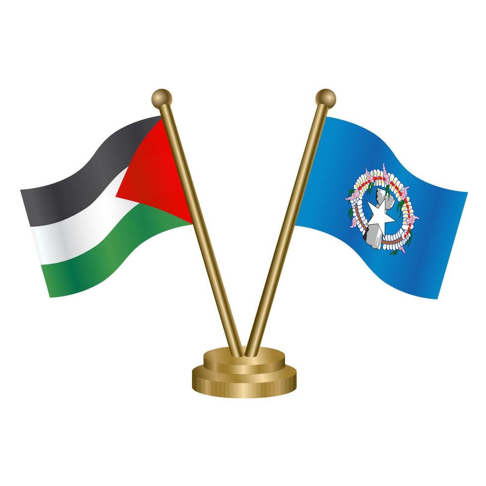 Palestine and Northern Marianas table flags. vector