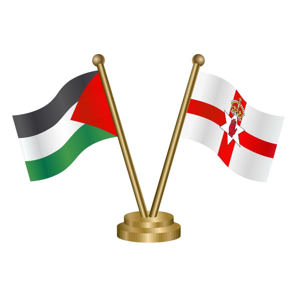 Palestine and Northern Ireland table flags. vector