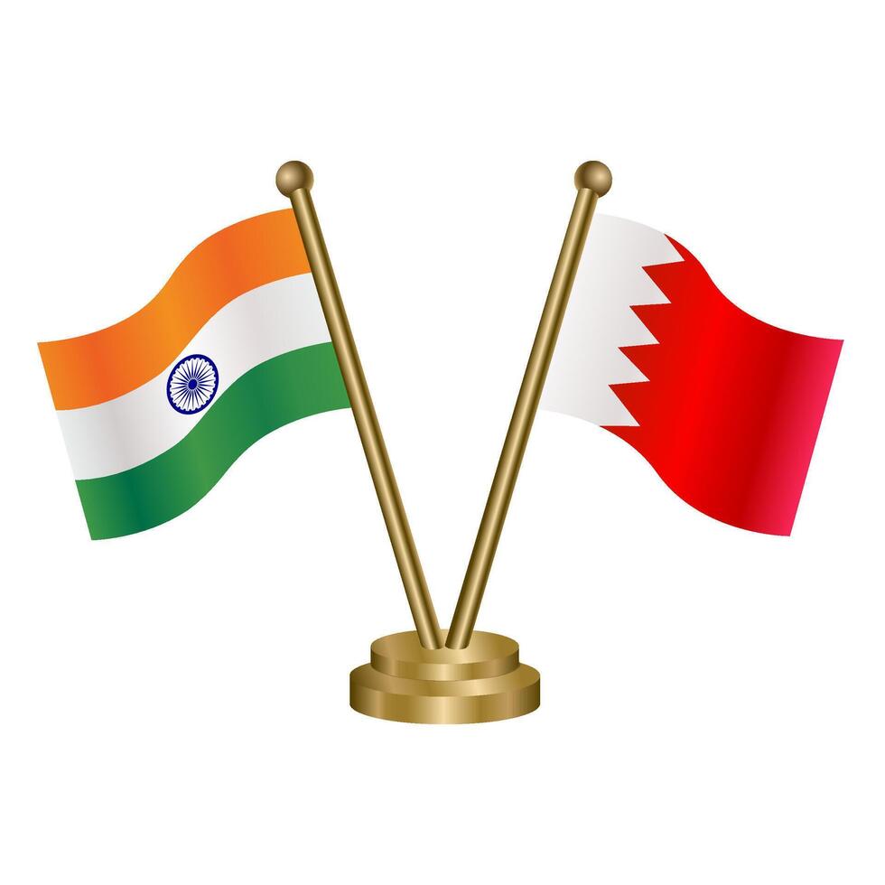 India and Bahrain table flag relation. vector