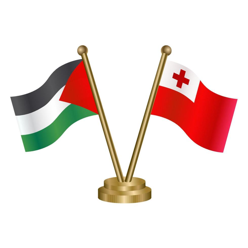 Palestine and Tonga table flags. vector