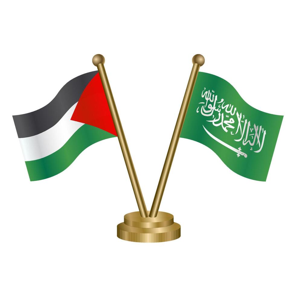 Palestine and Saudi Arabia table flags. vector