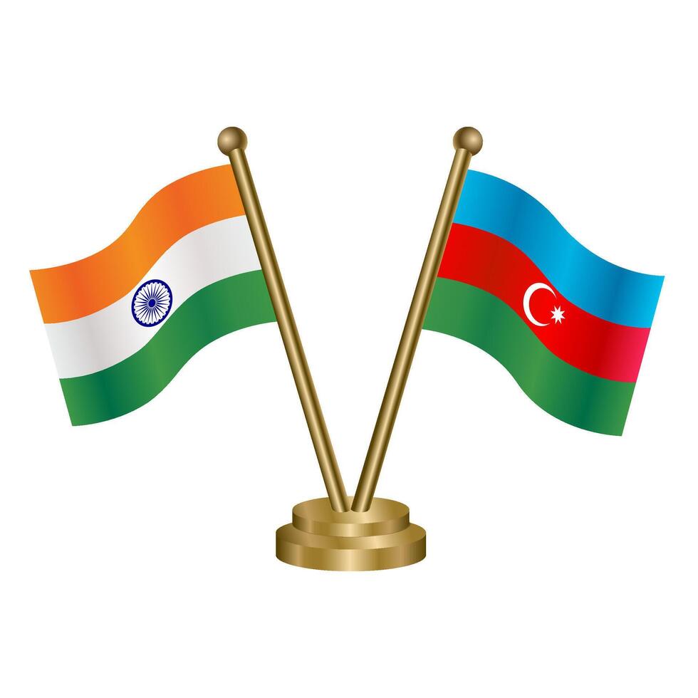 India and Azerbaijan table flag relation. vector