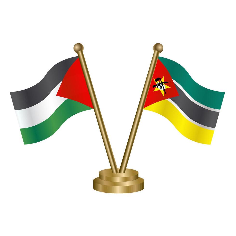Palestine and Mozambique table flags. vector