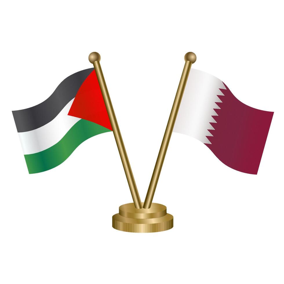 Palestine and Qatar table flags. vector