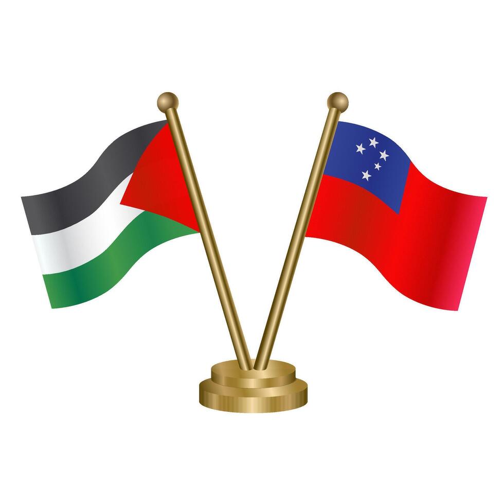 Palestine and Western Samoa table flags. vector