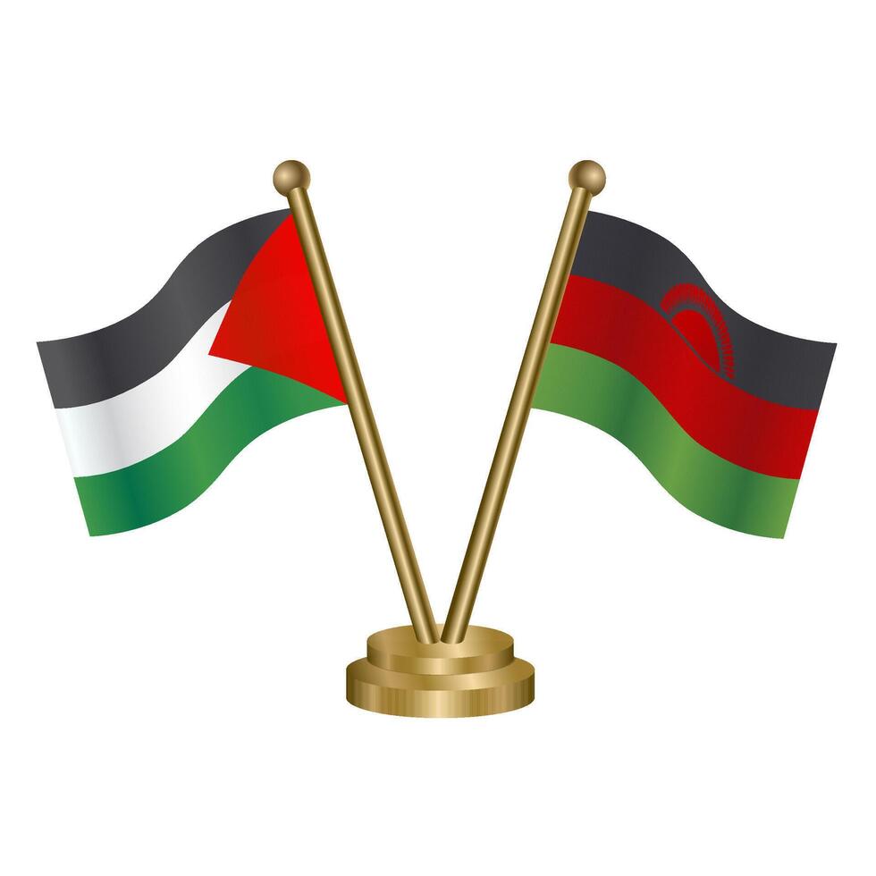 Palestine and Malawi table flags. vector