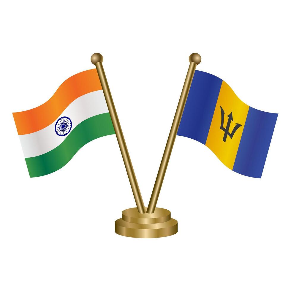 India and Barbados table flag relation. vector