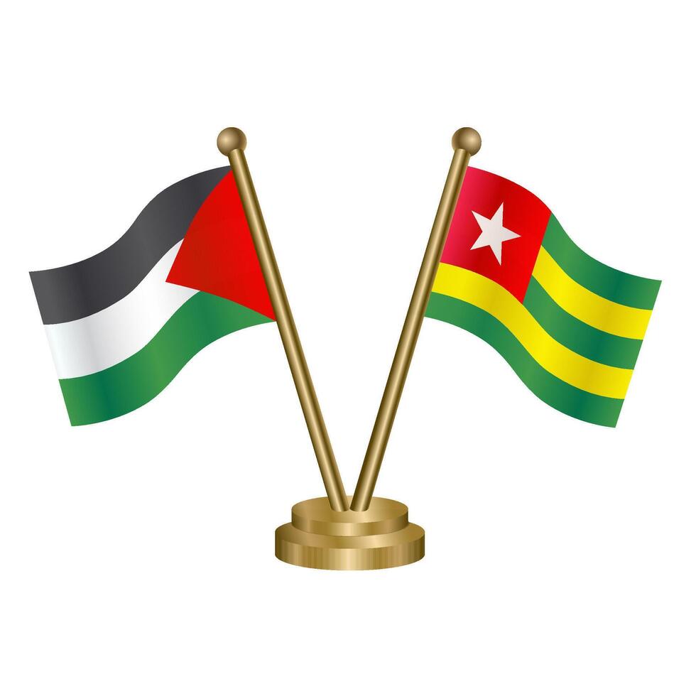 Palestine and Togo table flags. vector