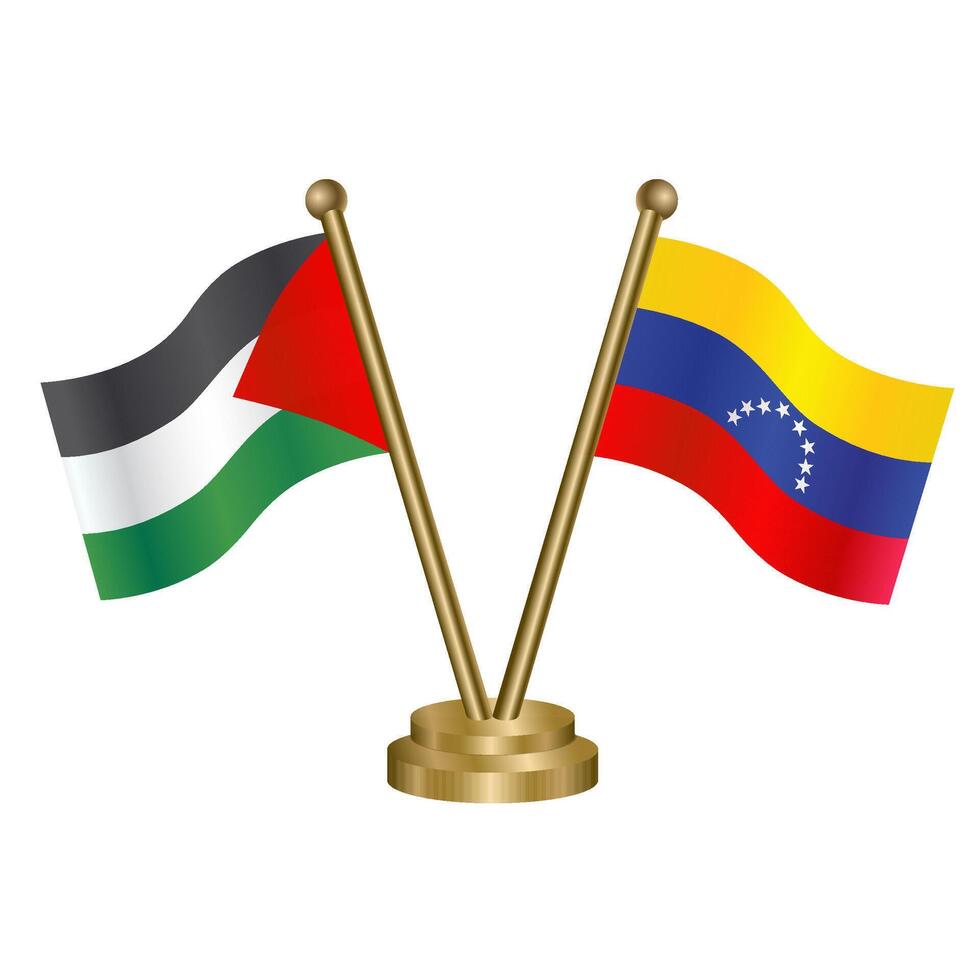 Palestine and Venezuela table flags. vector