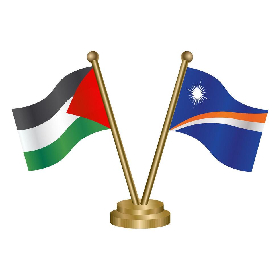 Palestine and Marshall Islands table flags. vector