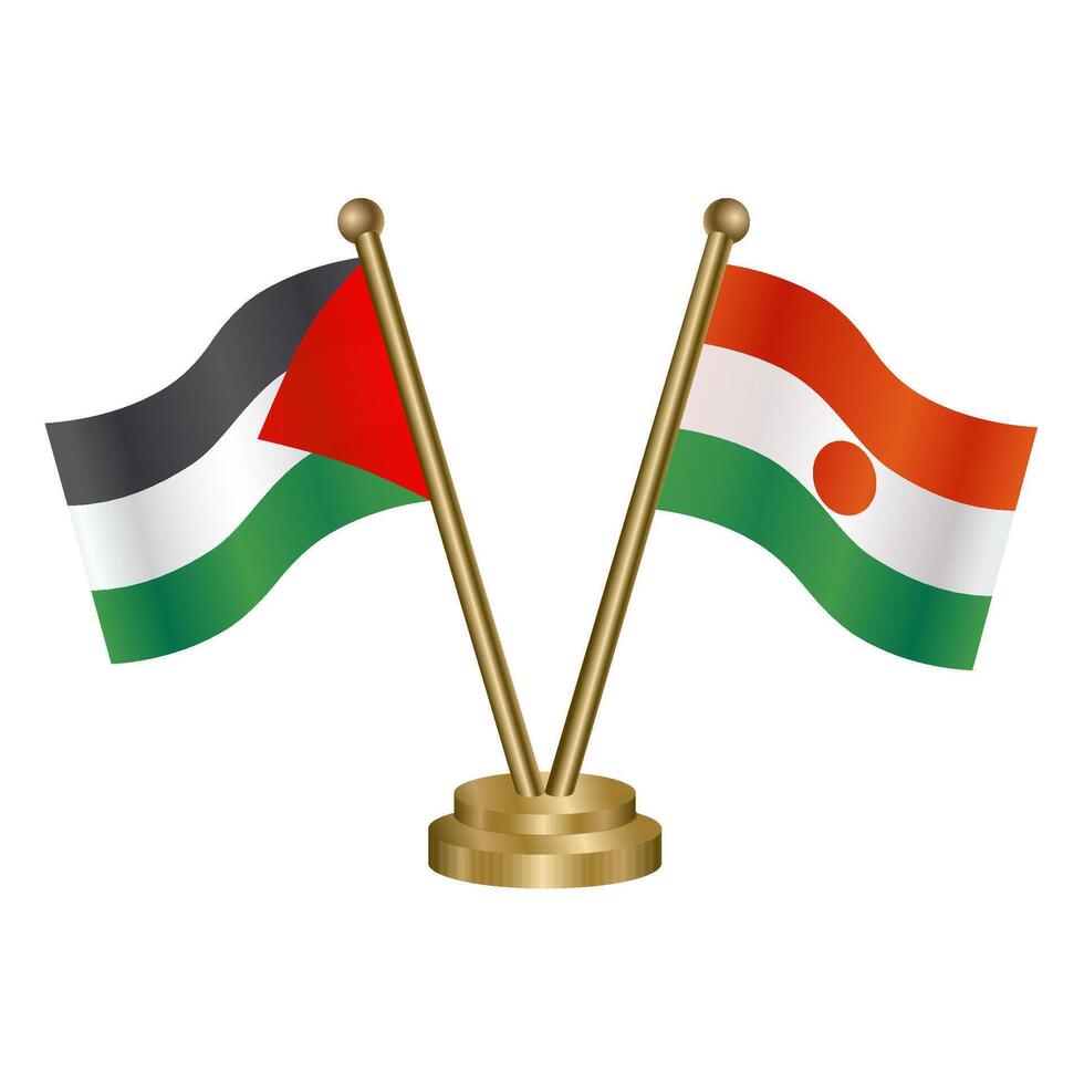 Palestine and Niger table flags. vector