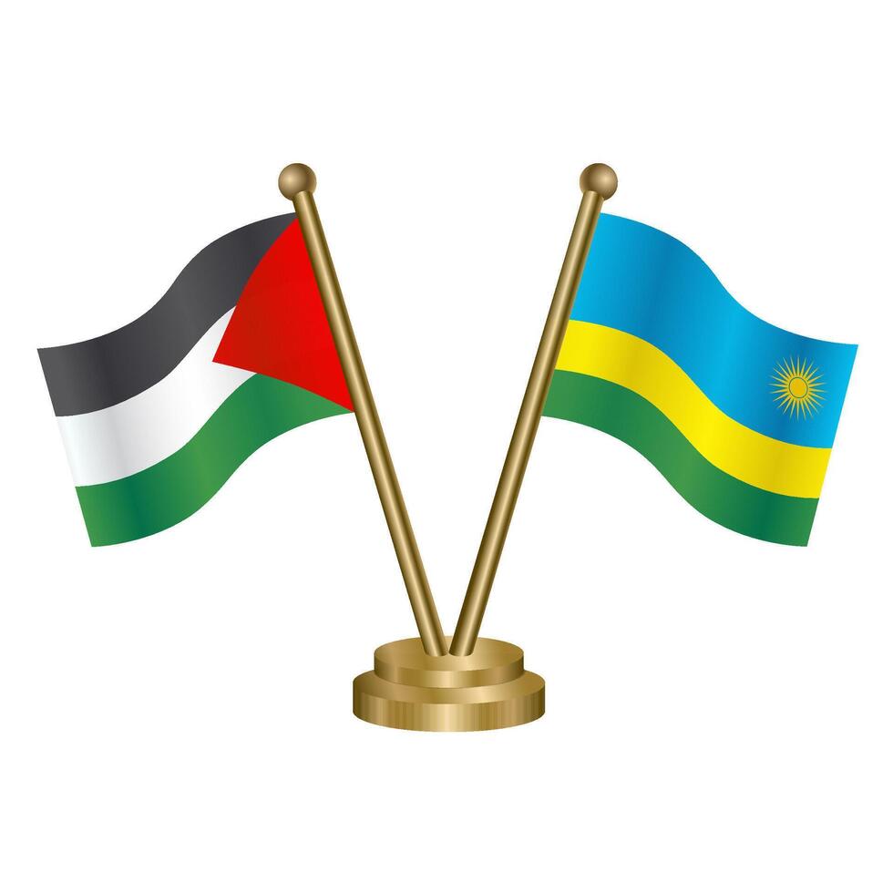 Palestine and Rwanda table flags. vector