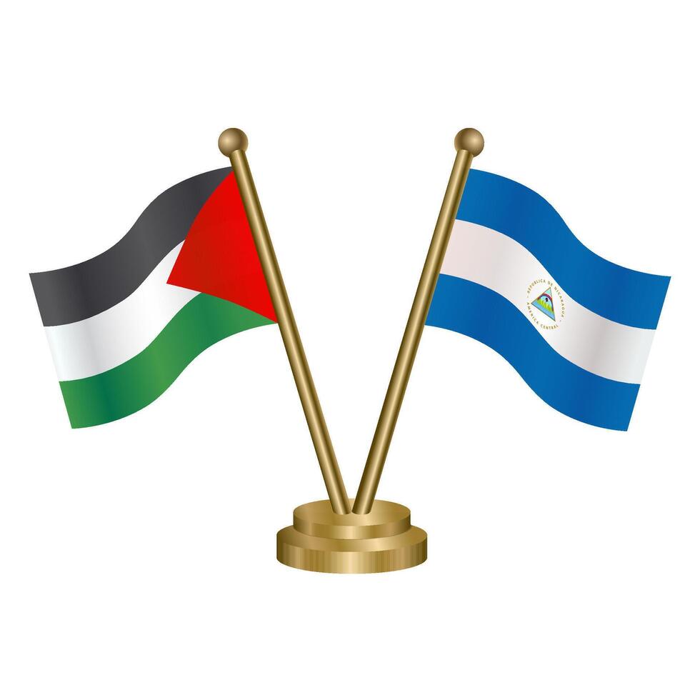 Palestine and Nicaragua table flags. vector