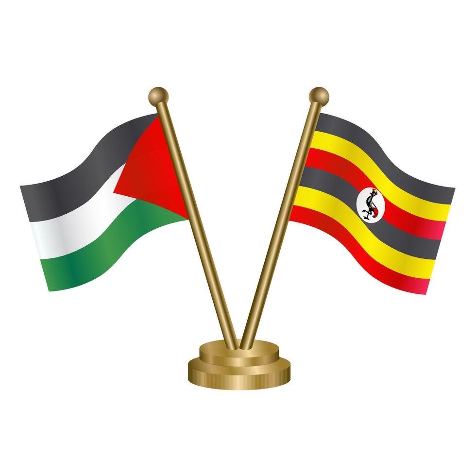 Palestine and Uganda table flags. vector