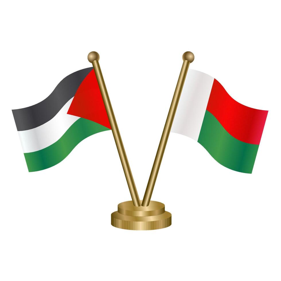 Palestine and Madagascar table flags. vector