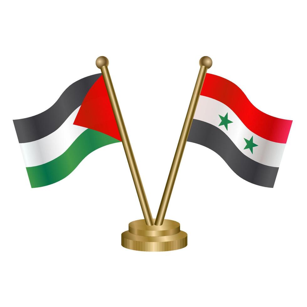 Palestine and Syria table flags. vector