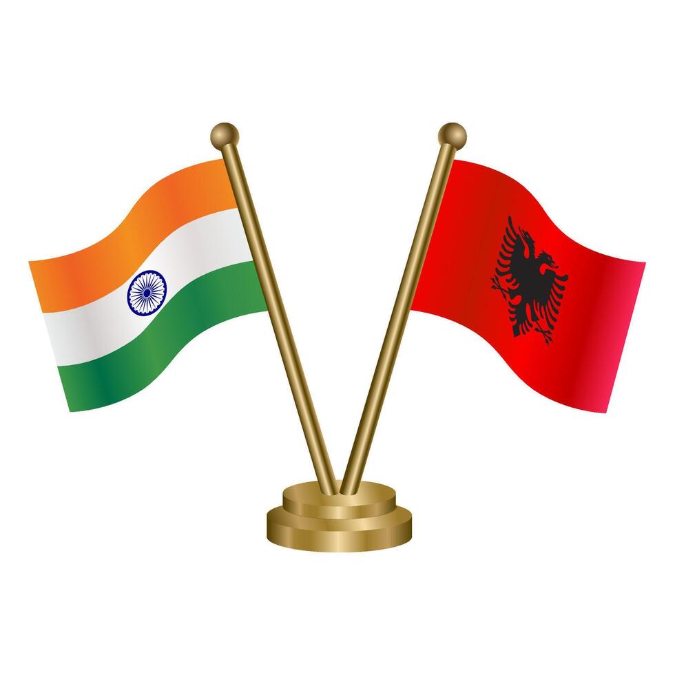 India and Albania table flag relation. vector