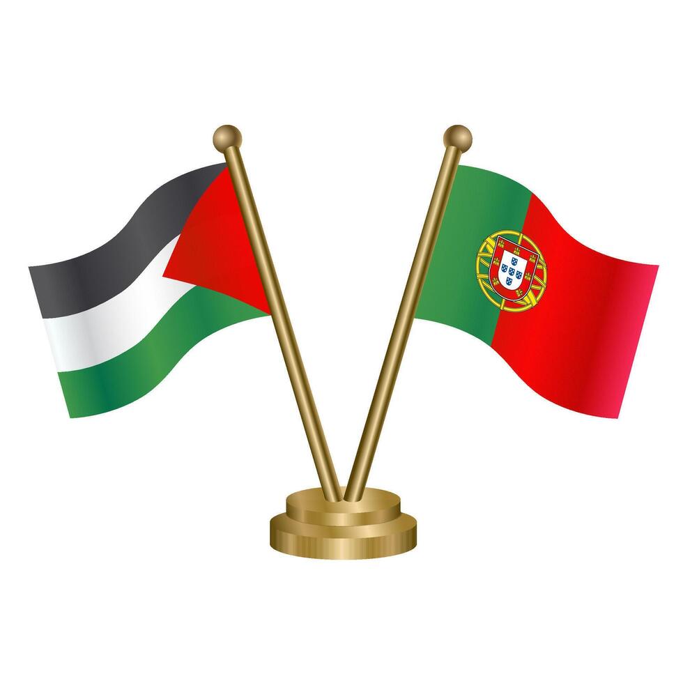 Palestine and Portugal table flags. vector