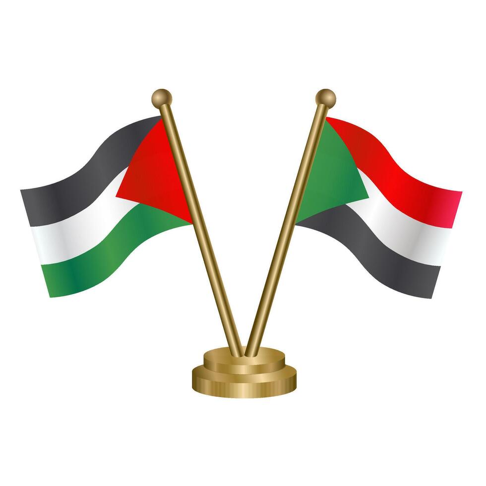 Palestine and Sudan table flags. vector