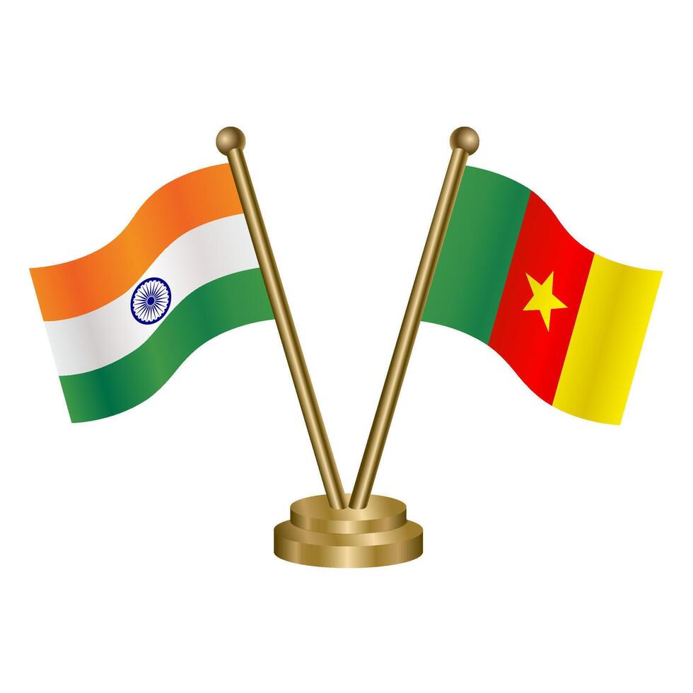 India and Cameroon table flag relation. vector