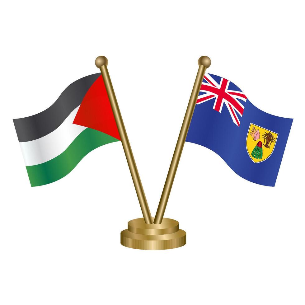 Palestine and Turk and Caicos table flags. vector