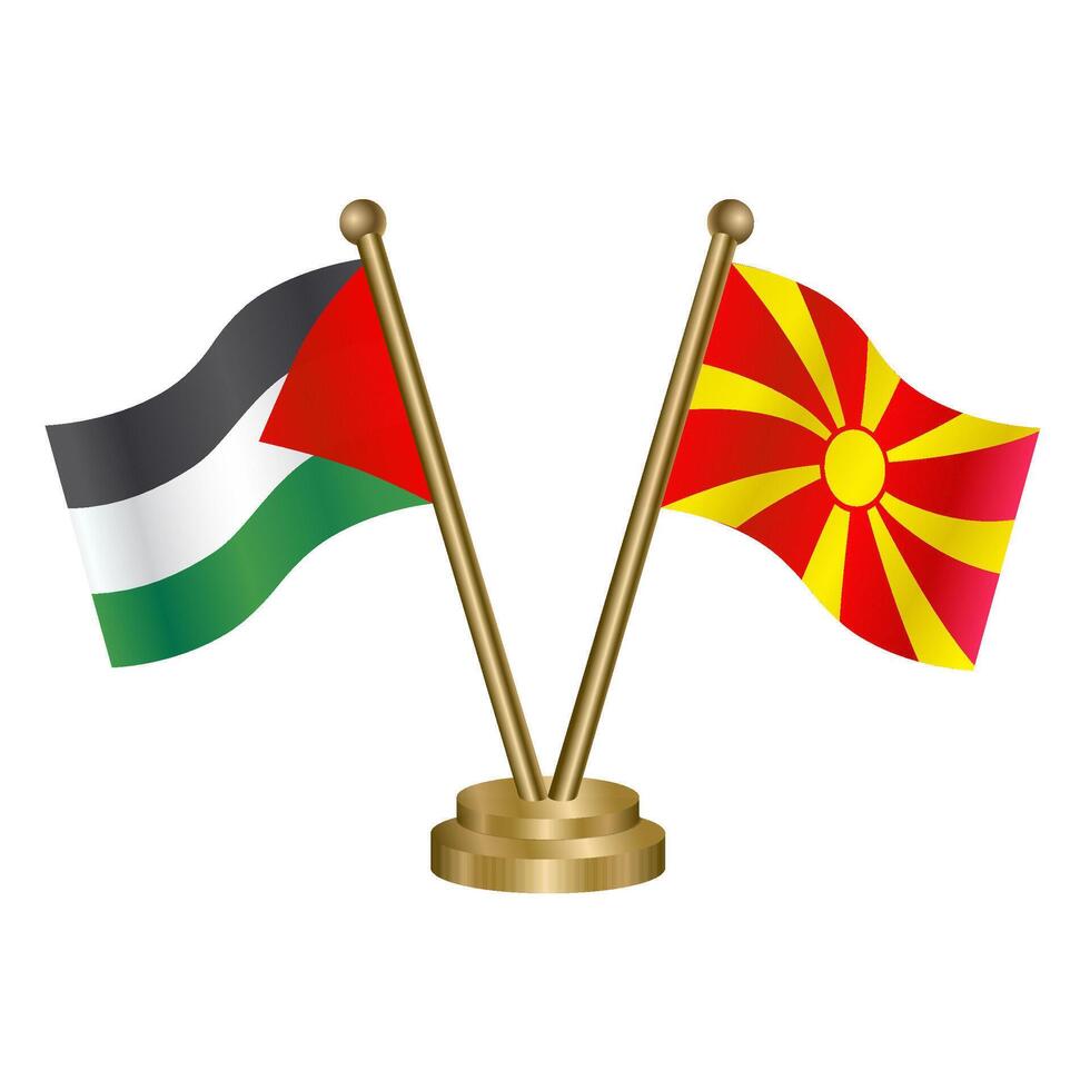 Palestine and Macedonia table flags. vector