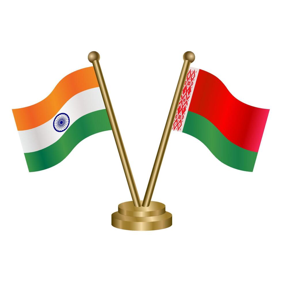 India and Belarus table flag relation. vector