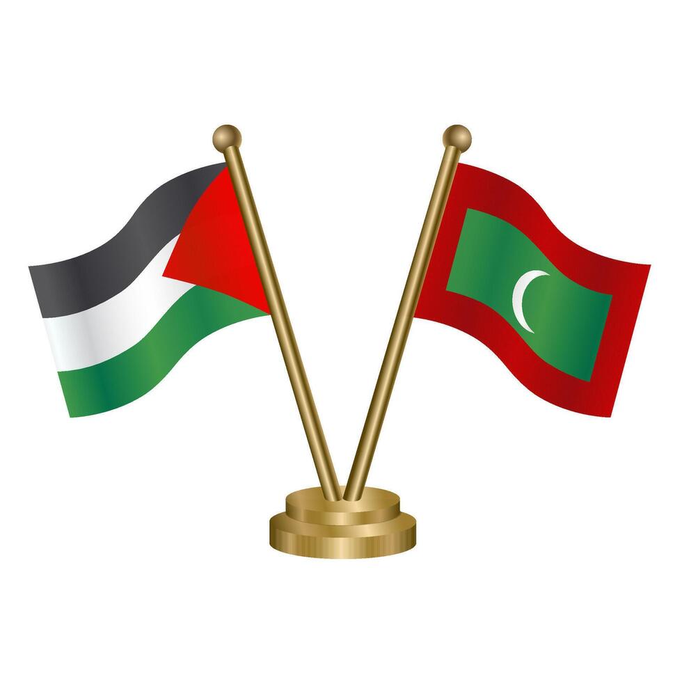 Palestine and Maldives table flags. vector