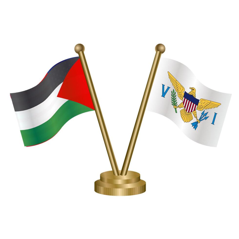 Palestine and Us Virgin Islands table flags. vector
