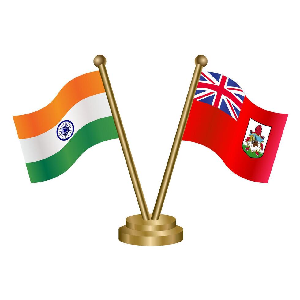 India and table Bermuda flag relation. vector