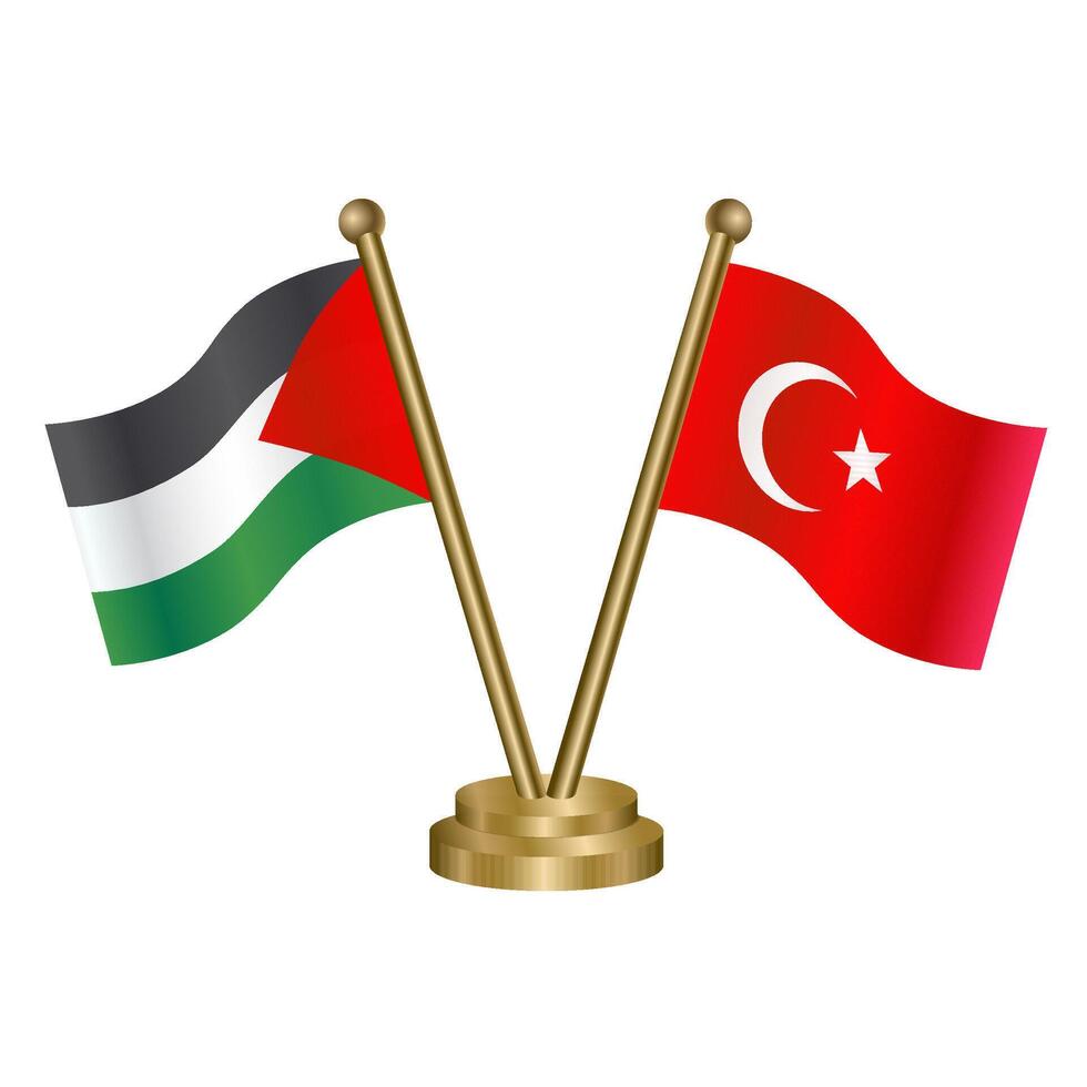 Palestine and Turkey table flags. vector