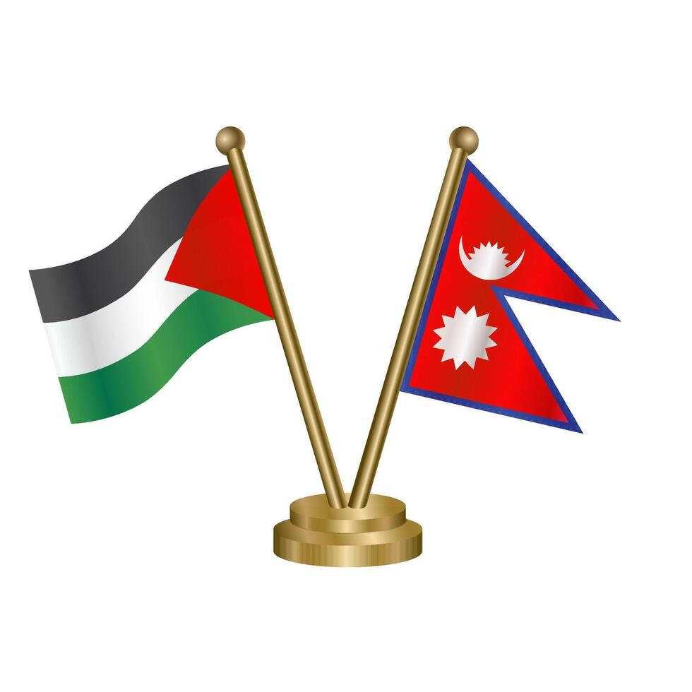 Palestine and Nepal table flags. vector