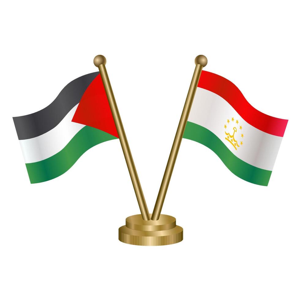 Palestine and Tajikistan table flags. vector