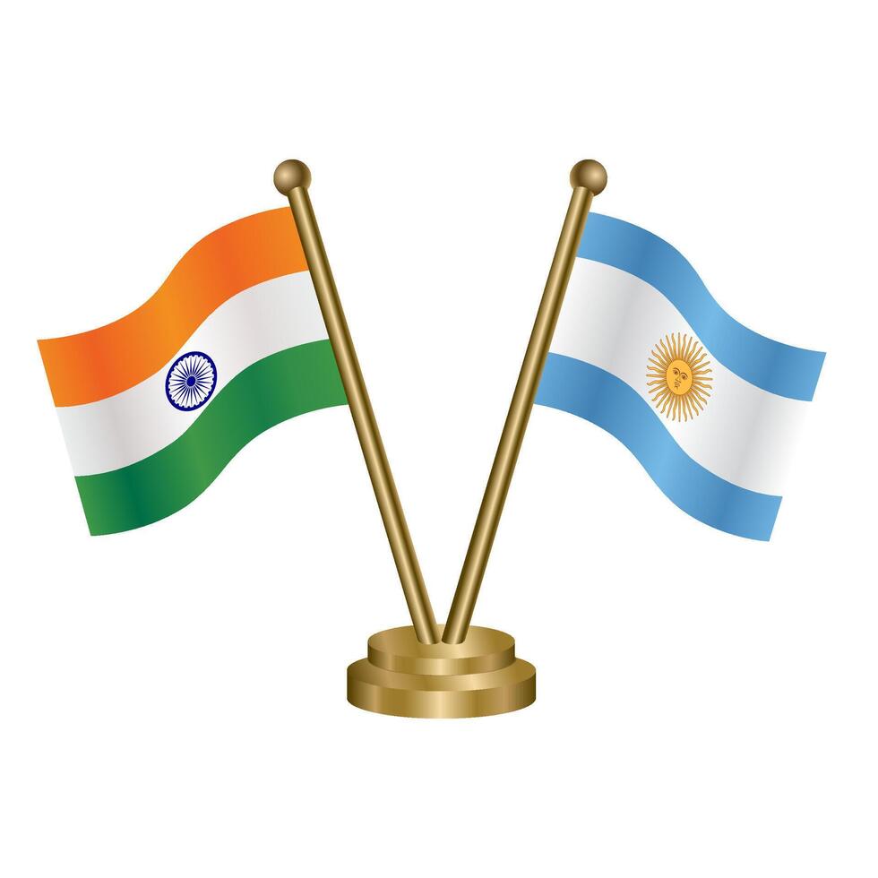 India and Argentina table flag relation. vector