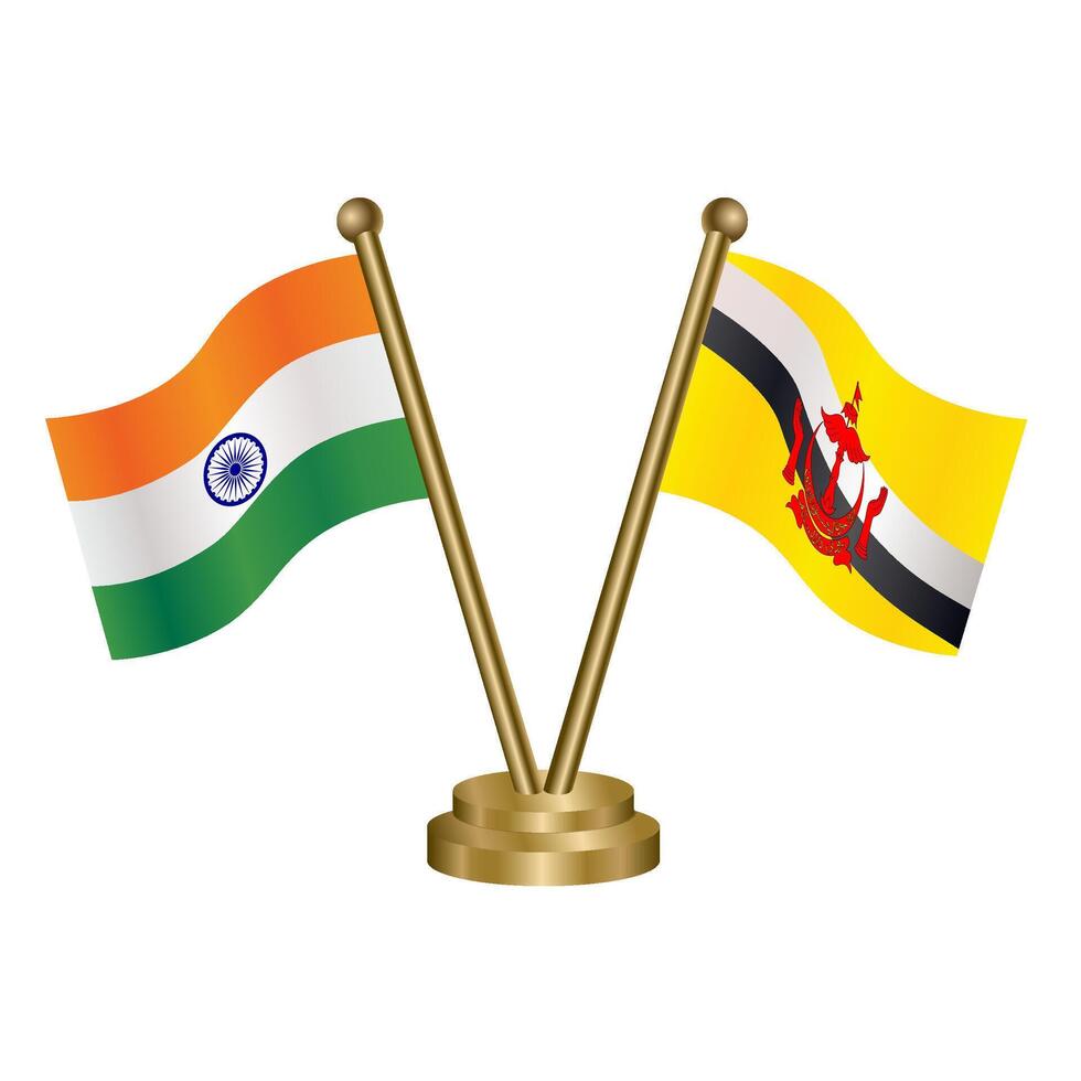 India and Brunei table flag relation. vector