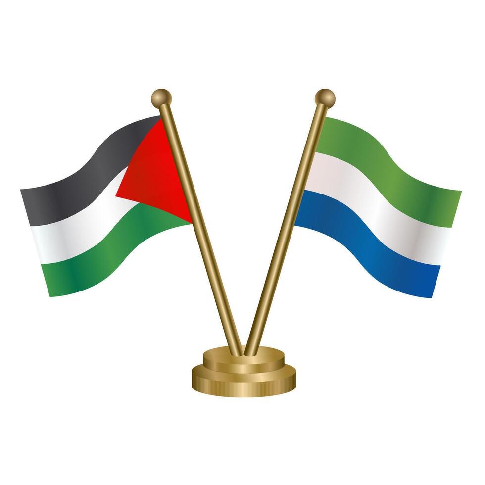 Palestine and Sierra Leone table flags. vector