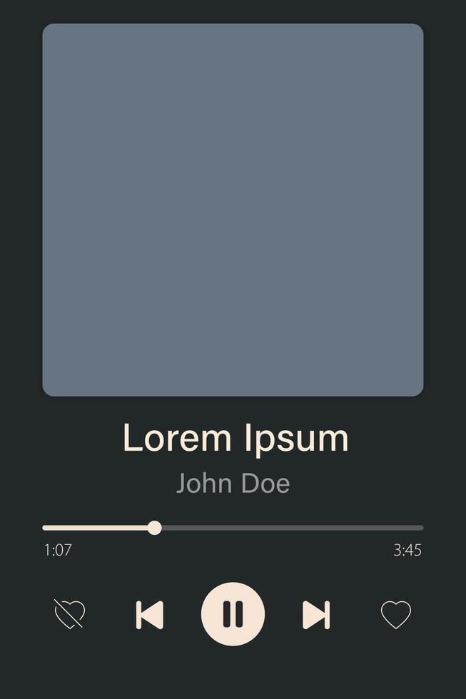 Modern Music Player App with Album Cover Display vector