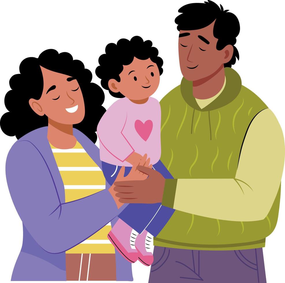 A flat style illustration showing a happy adoptive family vector