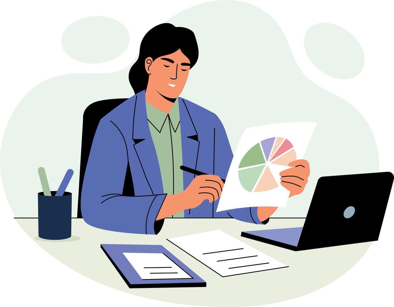 A report checking character illustration in flat style vector
