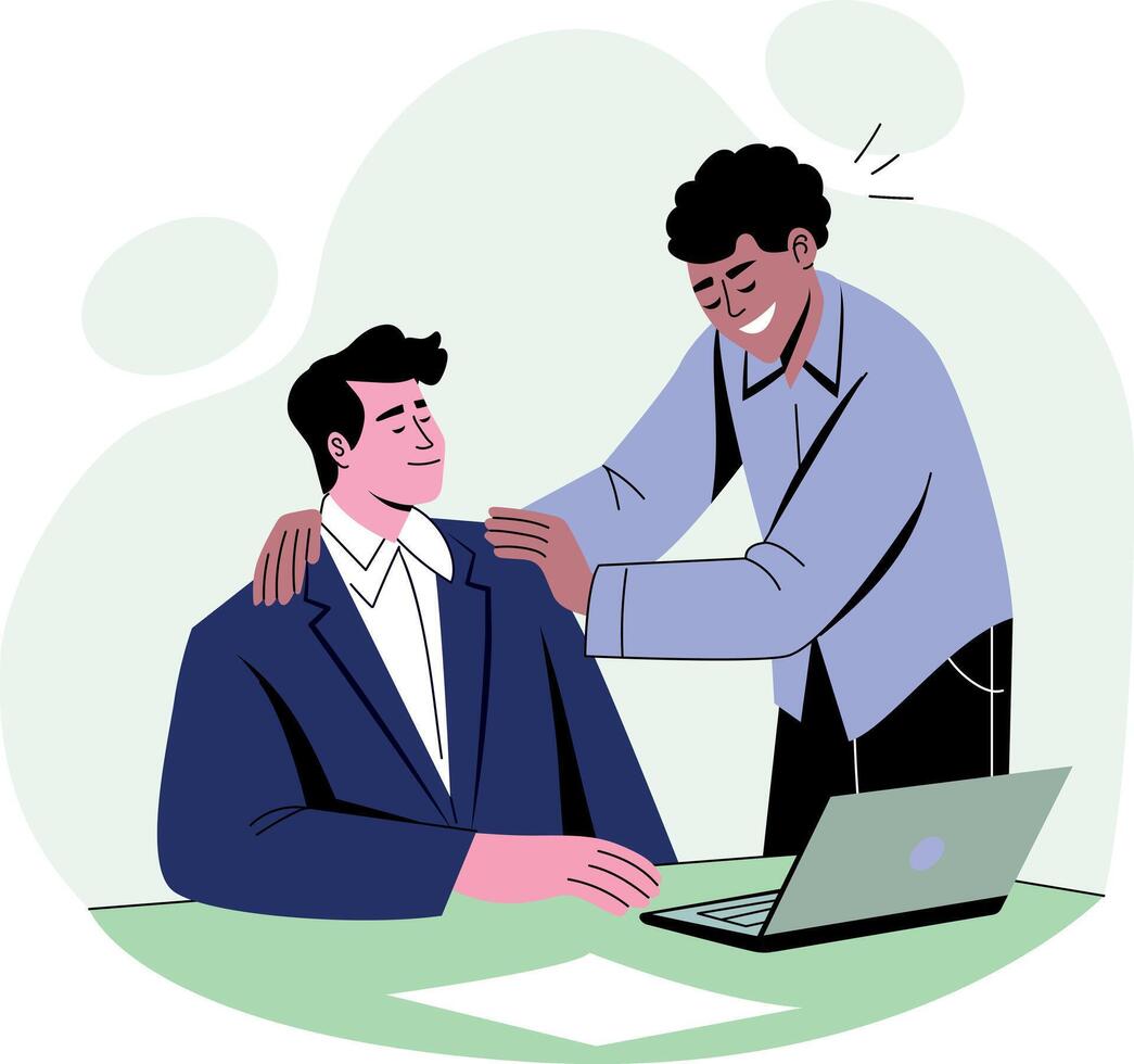 A boss giving employee motivation, flat style illustration vector