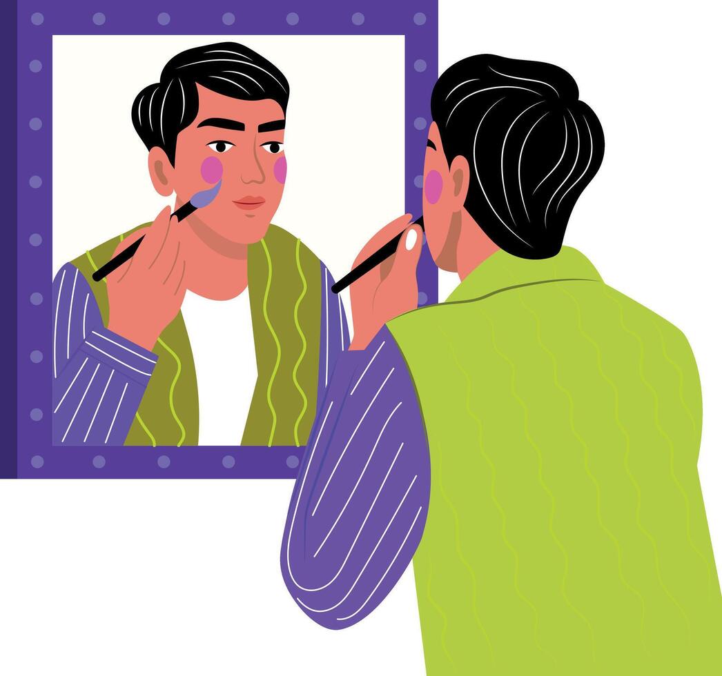 A flat style illustration of a makeup artist vector