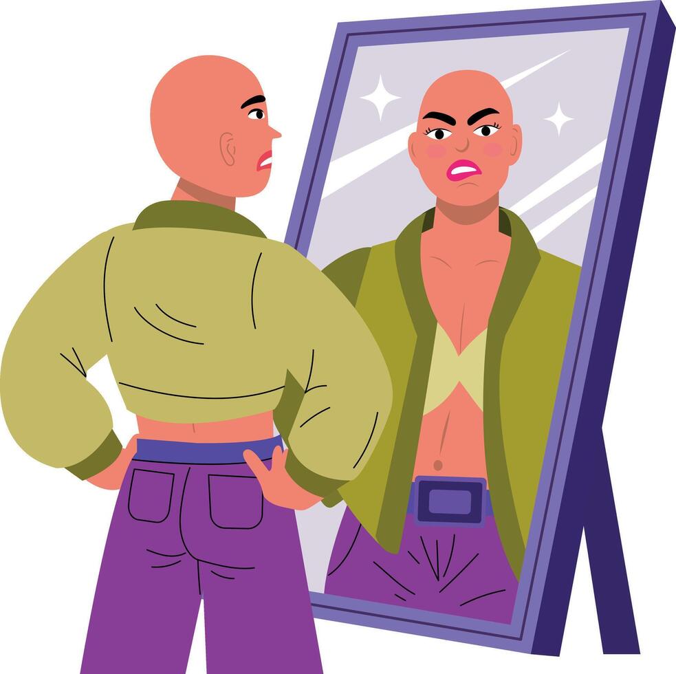 A flat style illustration showing a woman with self confidence vector