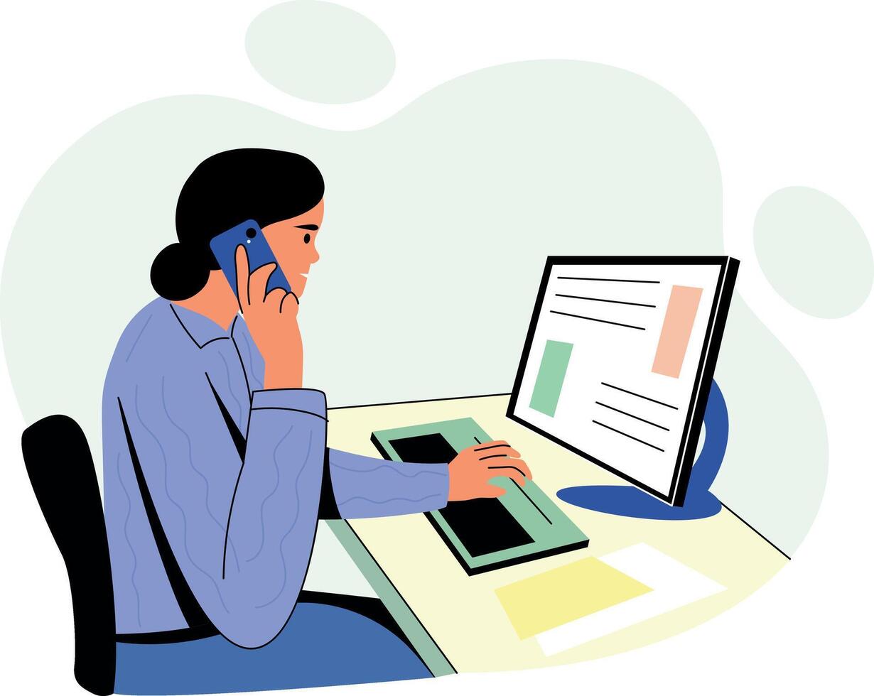 A character receiving a phone call, flat style illustration vector