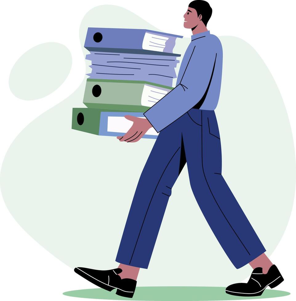 A flat style illustration showing employee files vector