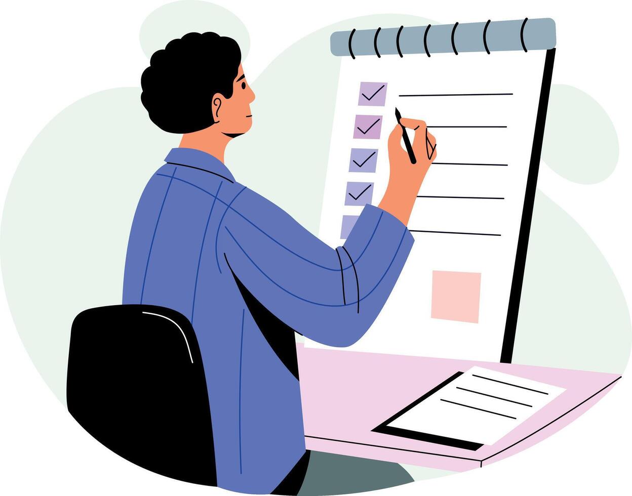A character mark its task list, flat style illustration vector