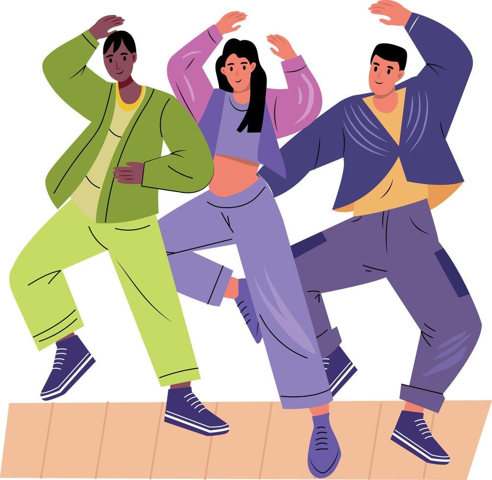 A flat style illustration of a dance crew vector