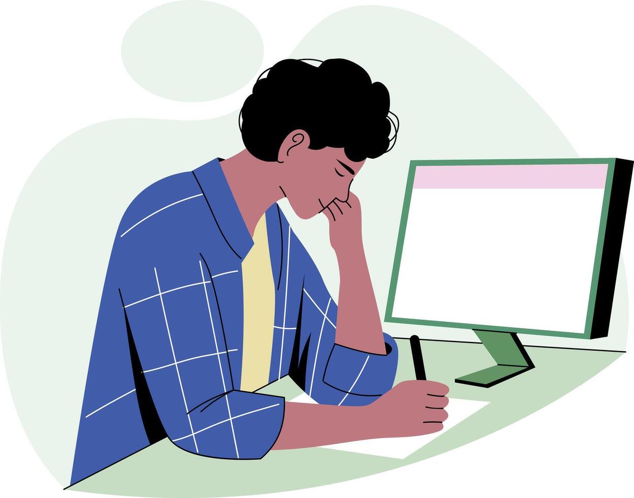 A flat style illustration of a tired employee vector