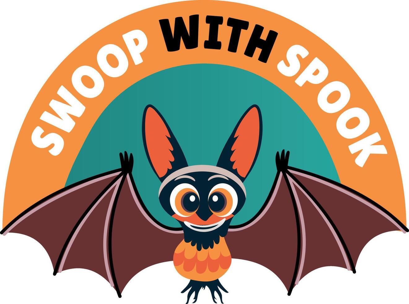 A flat style typographic sticker of scary bat vector