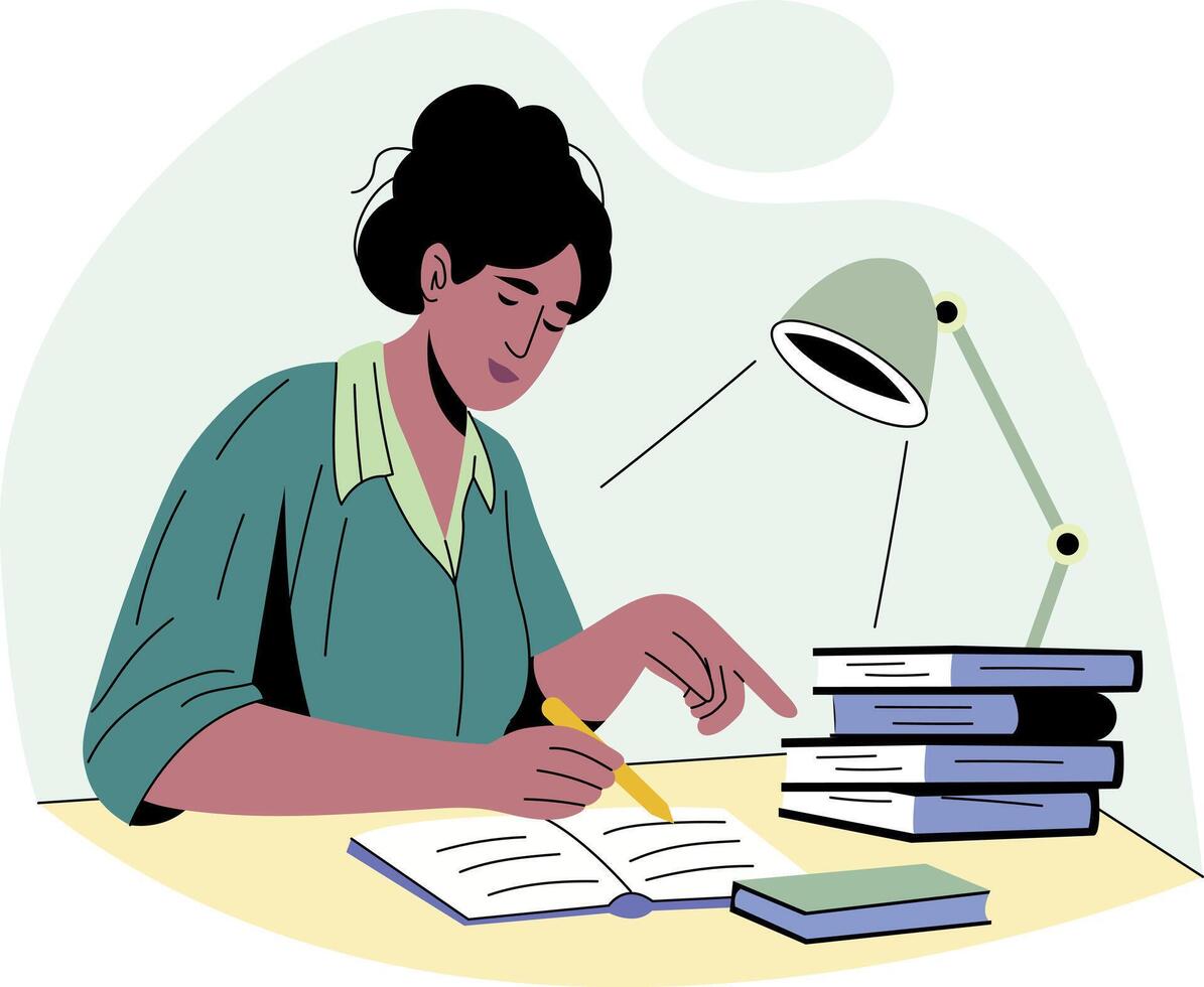 A flat style illustration of a working character vector